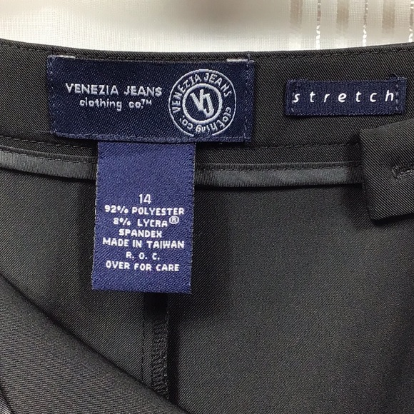 🖤 VENEZIA Stretch Black Chrome Full Zip Unlined Fitted Knee Length - Picture 2 of 9